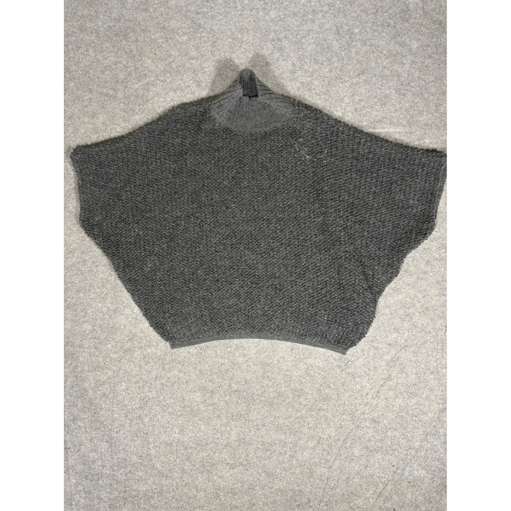 Note di Anita Gray Wool Blend Mock Neck Batwing Poncho Sweater Made in Italy OS